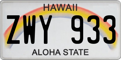 HI license plate ZWY933