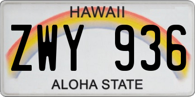 HI license plate ZWY936
