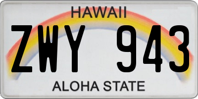 HI license plate ZWY943