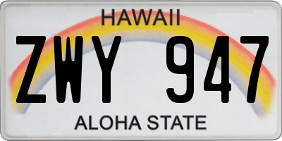 HI license plate ZWY947