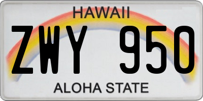 HI license plate ZWY950