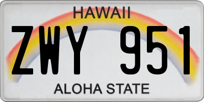 HI license plate ZWY951