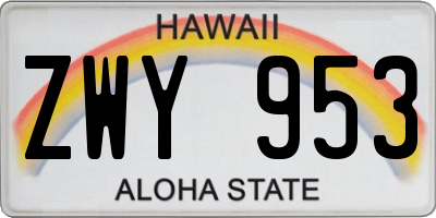 HI license plate ZWY953