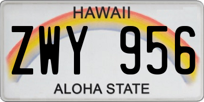HI license plate ZWY956