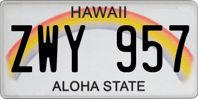 HI license plate ZWY957