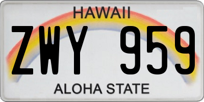 HI license plate ZWY959