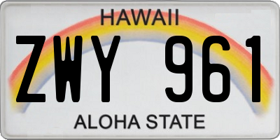 HI license plate ZWY961