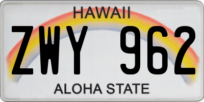 HI license plate ZWY962