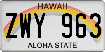 HI license plate ZWY963