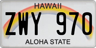 HI license plate ZWY970