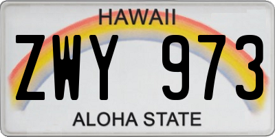 HI license plate ZWY973