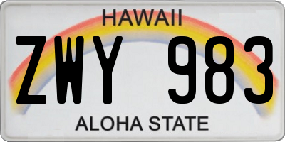 HI license plate ZWY983