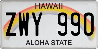 HI license plate ZWY990