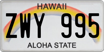 HI license plate ZWY995