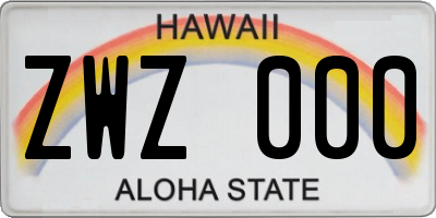 HI license plate ZWZ000