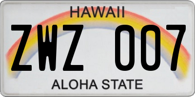 HI license plate ZWZ007