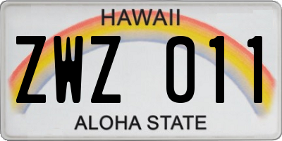 HI license plate ZWZ011