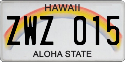 HI license plate ZWZ015
