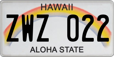 HI license plate ZWZ022