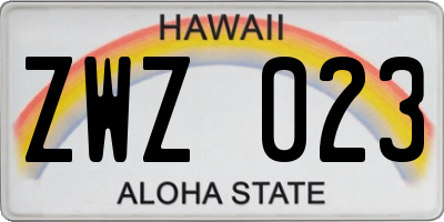 HI license plate ZWZ023