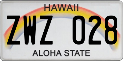 HI license plate ZWZ028