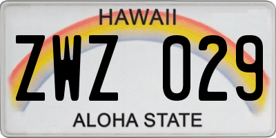 HI license plate ZWZ029