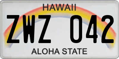 HI license plate ZWZ042