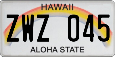 HI license plate ZWZ045