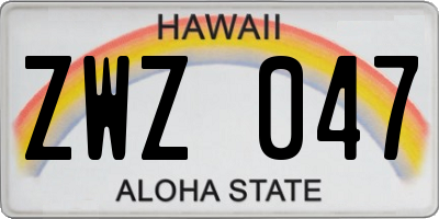HI license plate ZWZ047