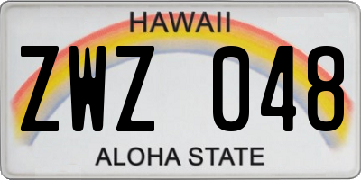 HI license plate ZWZ048