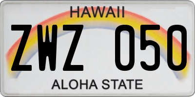 HI license plate ZWZ050