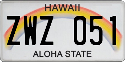 HI license plate ZWZ051