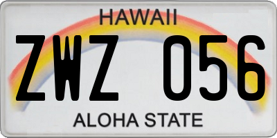 HI license plate ZWZ056