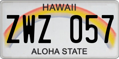 HI license plate ZWZ057