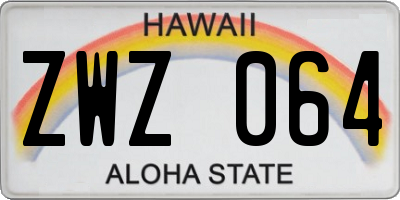 HI license plate ZWZ064