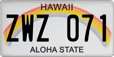 HI license plate ZWZ071