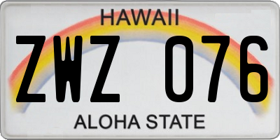 HI license plate ZWZ076