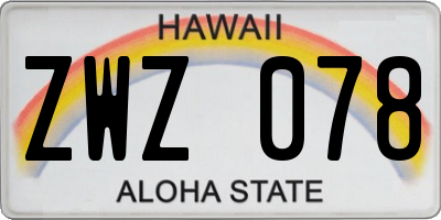 HI license plate ZWZ078