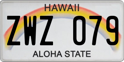 HI license plate ZWZ079