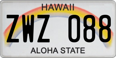 HI license plate ZWZ088