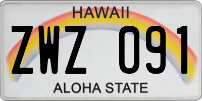 HI license plate ZWZ091