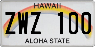 HI license plate ZWZ100