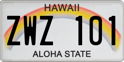 HI license plate ZWZ101