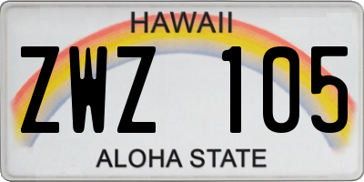 HI license plate ZWZ105