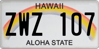 HI license plate ZWZ107