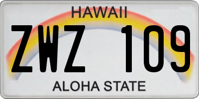 HI license plate ZWZ109