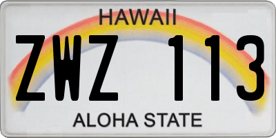 HI license plate ZWZ113