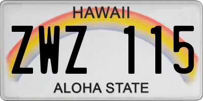 HI license plate ZWZ115