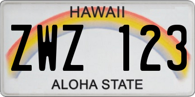HI license plate ZWZ123