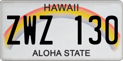 HI license plate ZWZ130
